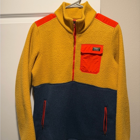 L.L. Bean Tops - L.L. Bean Mustard Sherpa Fleece with Red Tag